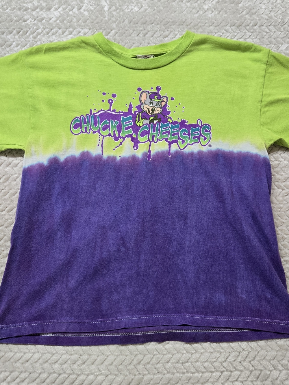 Kids Tie-Dye Tee in Lime Green & Purple